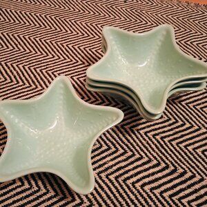 Vintage Aqua Starfish Snack Cereal Bowls 4